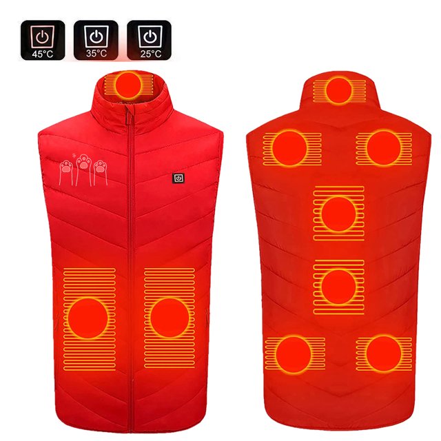RXIRUCGD Plus Size Heated Coat For Men And Women 9 Heating Heated Jacket Winter Heating Coat( Red, Size:5XL )