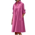 thumbnail image 1 of CEHVOM Robe Longue Maxi pour Femmes, Mode, Col Rond, Manches Longues, Décontractée, avec Poches, Unie, en Solde, 1 of 7