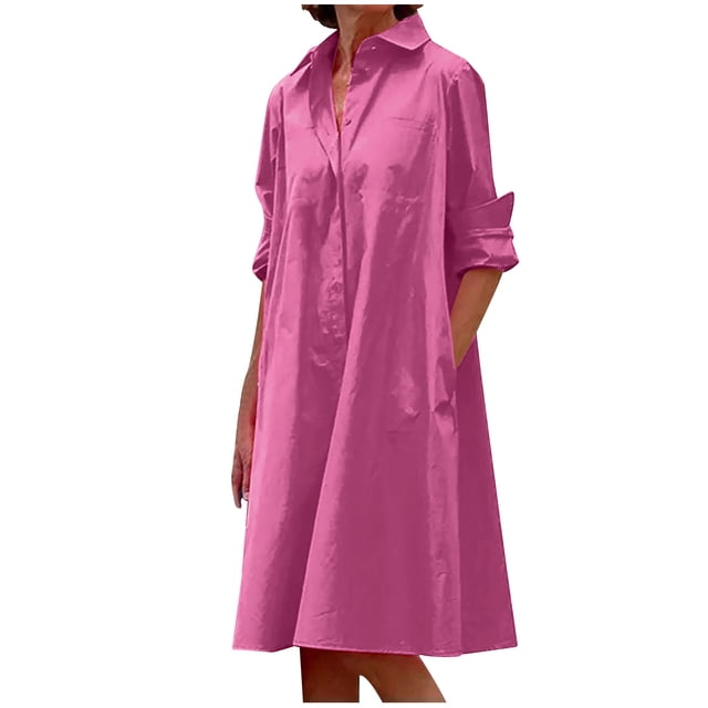 CEHVOM Robe Longue Maxi pour Femmes, Mode, Col Rond, Manches Longues, Décontractée, avec Poches, Unie, en Solde