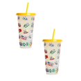 thumbnail image 1 of Oleegame 2PC Glass Bottle Creative Water Cup Football Cup PP Plastic Straw Cup Football Plastic Transparent Straw Cup 710ml Cold Change Temperature Sensitive Plastic Cup, 1 of 4