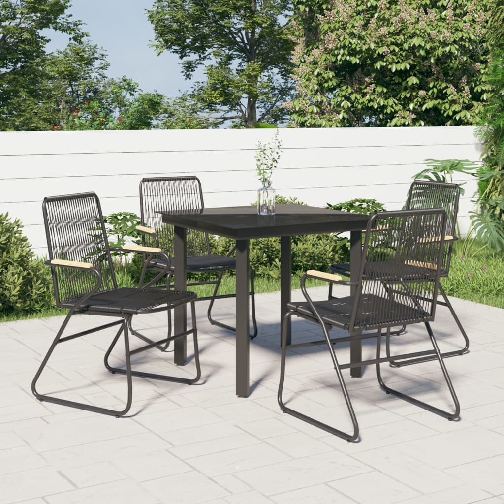 vidaXL Ensemble de Salle à Manger de Jardin 5 Pcs Rotin PVC Noir