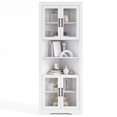 thumbnail image 1 of Patiojoy 67'' Tall Corner Cabinet Space-saving Triangular Buffet Cabinet w/ 4 Tempered Glass Doors, 1 of 9