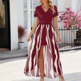 thumbnail image 4 of Meichang Robes Combishorts pour Femmes à Manches Courtes, Col en V, Robes Portefeuille, Taille Haute, Robes Trapèze, Robe Combishort Maxi Fendue pour Fête, Longue Robe d'Été de Plage, 4 of 5