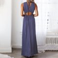 thumbnail image 5 of B91xZ Robes d'Été Femmes Épaules Dénudées Volants Robes de Soirée Fendue sur le Côté Robe Maxi de Plage, Gris L, 5 of 5