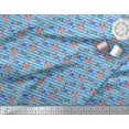 thumbnail image 3 of Soimoi Blue polyester Crepe Fabric Stripe & Love Text Print Fabric by Yard 52 Inch Wide, 3 of 5