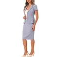 thumbnail image 4 of INSPIRE CHIC Ensemble Tailleur 2 Pcs pour Femme, Veste Blazer à Manches Courtes et Jupe Crayon, TG Violet Pâle, 4 of 6