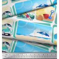 thumbnail image 2 of Soimoi Georgette Viscose Fabric Chair,Girl & Beach Surfboard Patchwork Decor Fabric Printed Yard 42 Inch Wide, 2 of 3