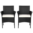 thumbnail image 1 of Patiojoy Outdoor 2 PCS Rattan Dining Chair Patio Cushioned Arm Chair w/Zipper Black, 1 of 9