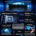 thumbnail image 2 of Auusda Portable 16 Pouces pour Entreprise, Ordinateur Portable Windows 11 Pro, AMD Ryzen 7430U, 32Go RAM 1To SSD, Rétroéclairage, Empreinte Digitale, Gris, 2 of 9