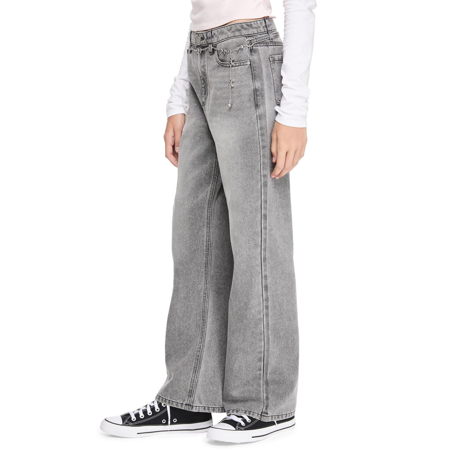 My Sister's Closet Girls' Bow Belted Wide Leg Jean