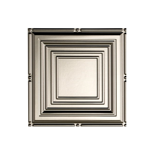 Fasade Easy Installation Portrait Brushed Nickel Glue Up Ceiling Tile/ Ceiling Panel (12" X 12" Sample)