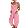thumbnail image 1 of B91xZ Combinaisons pour Femmes Amples à Bretelles Réglables Mode Jambes Larges avec Poches, Rose P, 1 of 5