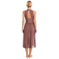 thumbnail image 2 of Sinleey Costumes de Danse Lyrique pour Femmes Robe Longue Fluide en Tulle Sans Manches à Sequins Moderne Contemporaine Rouge Brun TG, 2 of 6