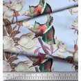 thumbnail image 3 of Soimoi Blue polyester Crepe Fabric Floral & Bird Printed Fabric 1 Yard 52 Inch Wide, 3 of 3