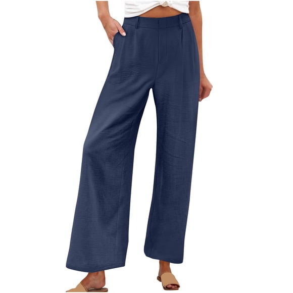 cfhntfmh Womens Loose Wide Leg Pants High Waist Straight Pants Casual Work Dress Pant Vacation Trouser with Pockets