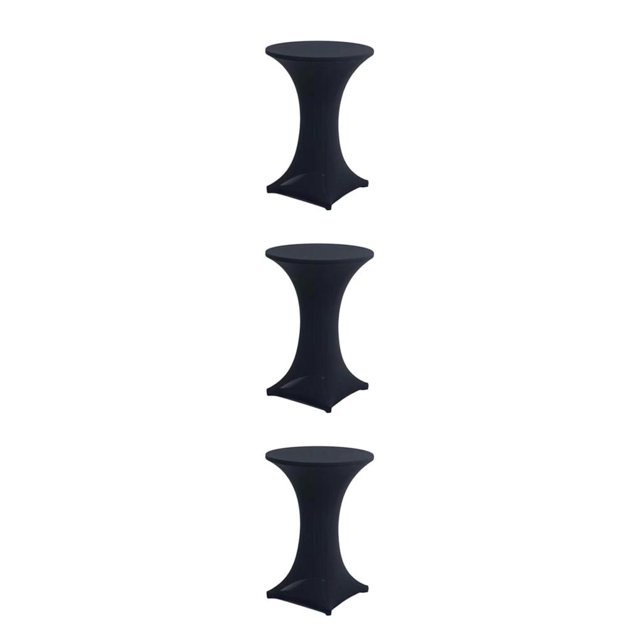 ZheElen Easy Care Stretch Round Tablecloth Versatile And Environmentally Friendly black 3Set