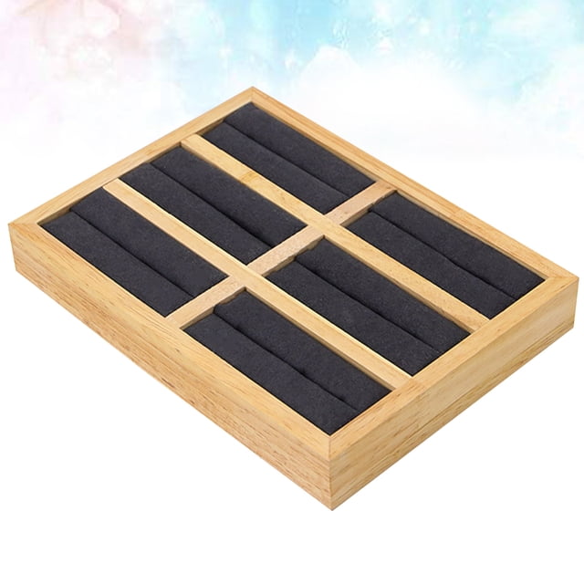UPGRATOR 1PC Box Dark Grey Wood 6Grid Design Easy Access for Women Bedroom