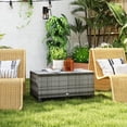 thumbnail image 2 of Outsunny Rattan Outdoor Coffee Table with Tempered Glass Top, Grey, 2 of 10