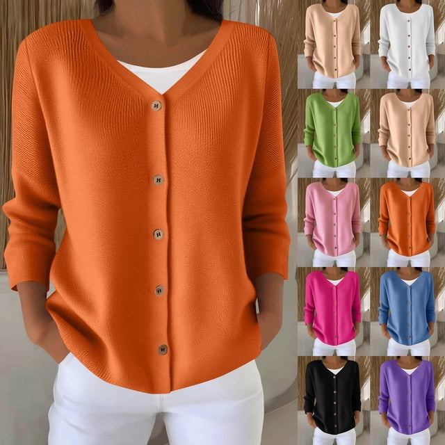 Feancey Plus Size Cardigans for Women Lightweight Long Sleeve Button Sweaters Thin Casual Open Front Cardigan Sweater Ribbed Knit Jackets Black M
