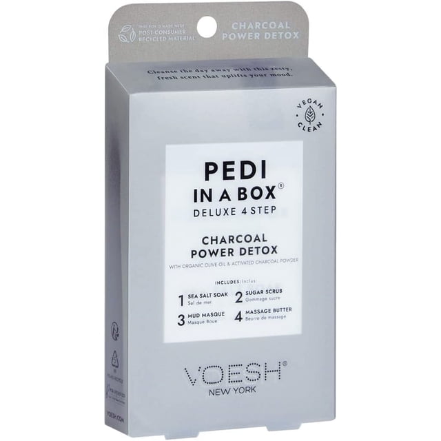 Voesh Pedi In A Box Deluxe 4 Step Set - Charcoal Powder Detox