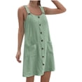 thumbnail image 1 of QIPOPIQ Robe Camis Sans Manches à Col Rond pour Femme Été Nouvelle Couleur Unie Ample et Confortable Robe Décontractée à Bretelles avec Bretelles Suspendues Robe à Col Rond Liquidation, 1 of 5