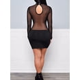 thumbnail image 3 of Womens Bandage Bodycon Mesh Dress Long Sleeve Evening Party Mini Dress, 3 of 6