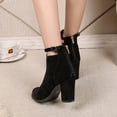 thumbnail image 5 of B91xZ Fall Boots Women Slip On Chunky Heel Ankle Chelsea Boot,Black 7, 5 of 5