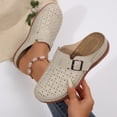 thumbnail image 2 of Sabots pour Femmes Mules à Enfiler Bout Fermé Sabot Boucle Décor Ajouré Respirant Confortable Mule Compensée Blanc, 2 of 9