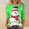 thumbnail image 1 of Jienlioq Hauts Grande Taille pour Femmes Mode T-Shirt Décontracté de Noël pour Femmes à Imprimé Col Rond Manches 3/4 Haut Blouse Rabais, 1 of 5