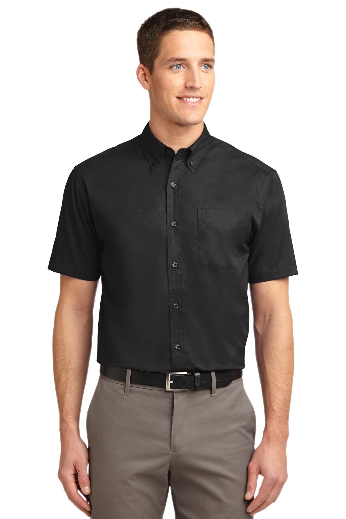 Port Authority Men's Port Authority Short Sleeve Easy Care M Black/Light Stone