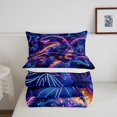 thumbnail image 4 of YST Dinosaur Bedding 3Pcs Colorful Neon Striped Comforter Set Tropical Botanical Floral Bedding Comforter Sets Jungle Magical Animal Down Comforter Full, 4 of 5