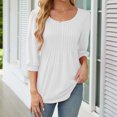 thumbnail image 2 of MeetoTime Womens Long Sleeve Shirts Fall Tops Casual Crew Neck Tunic Tops Pleated Comfy T-Shirts, 2 of 8