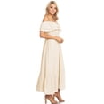 thumbnail image 3 of Women's Boho Peasant Dress Off Shoulder Short Sleeve Ruffle Maxi Dresses, 3 of 5