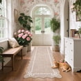 thumbnail image 2 of GlowSol 2'x6' Scalloped Bow Border Area Rug, Modern Solid Washable Rug with Non Slip TPR Backing, Stain Resistant Low Pile Indoor Carpet Mat for Bedroom Hallway Nursery Decor, Camel, 2 of 8