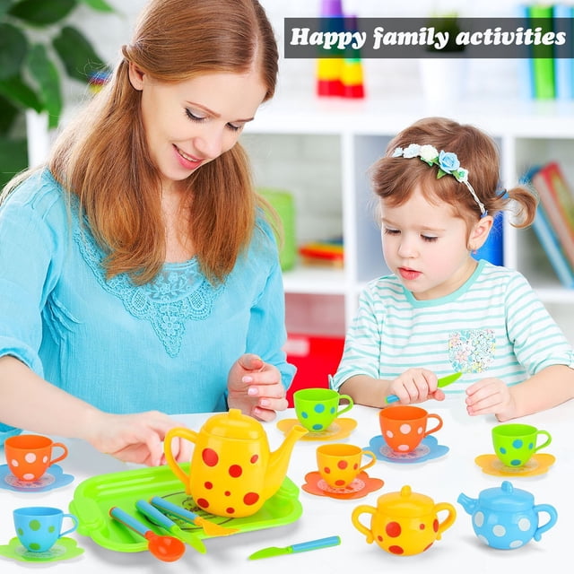 Cameland Pretend Play Toy Tea Set Kids Role Play Tea Toy Party Set 28pc Plastic Time Playset