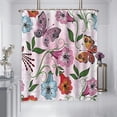 thumbnail image 4 of Rideau de Douche Imperméable Imprimé Stéréoscopique Tropical Jungle Botanique Feuille Fleur Saison Polyester Rideau de Douche avec Crochets, 4 of 6