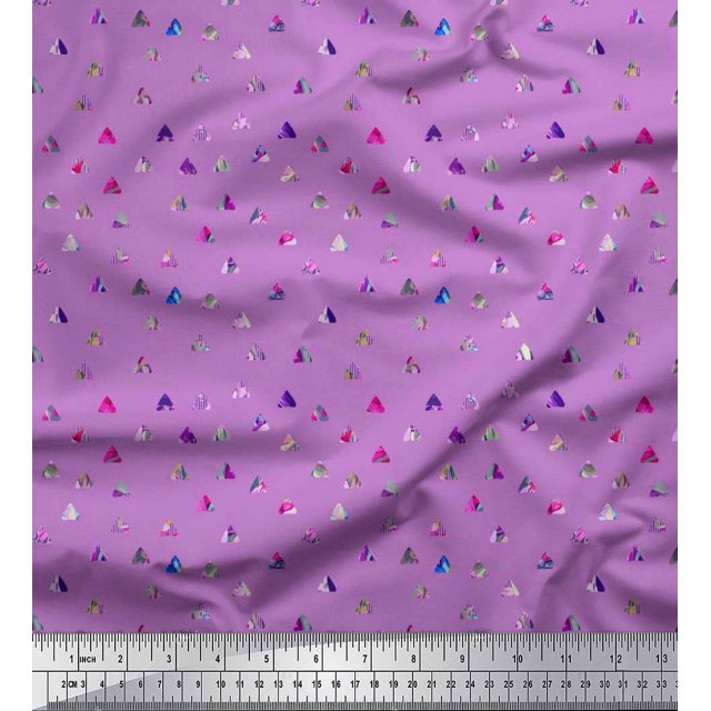 Soimoi Poly Georgette Fabric Texture & Triangle Geometric Decor Fabric Printed Yard 52 Inch Wide