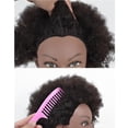 thumbnail image 3 of Hair Styling Practice Doll Head Training Mannequin Clamp Afro Black Skin, 3 of 8