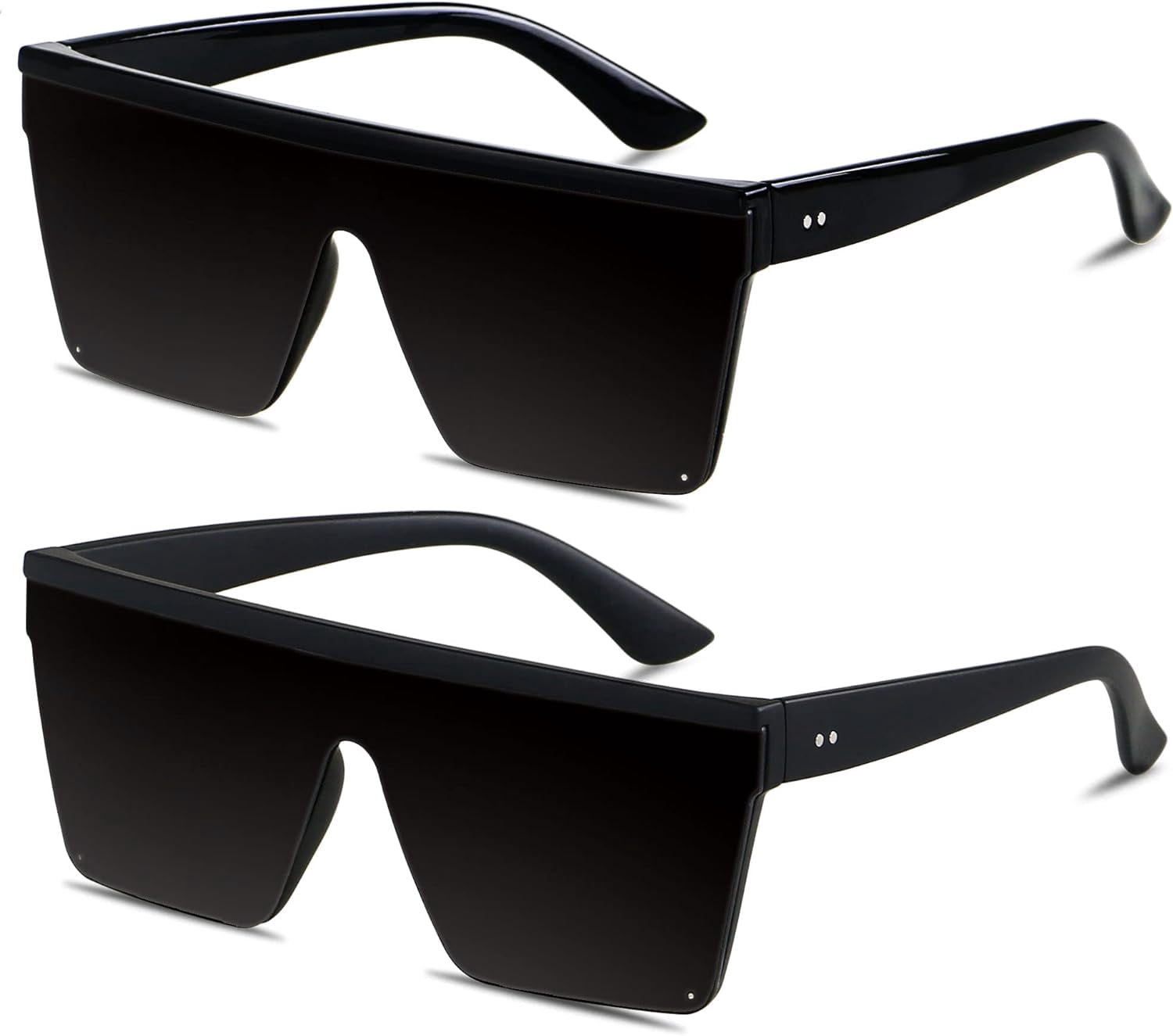 HAHDAXIA Square Oversized Sunglasses for Women Men Big Flat Top 2 pack Fashion Shield Large UV Protection Rimless Shades