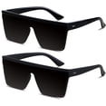 thumbnail image 1 of HAHDAXIA Square Oversized Sunglasses for Women Men Big Flat Top 2 pack Fashion Shield Large UV Protection Rimless Shades, 1 of 6