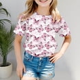 thumbnail image 2 of T-shirts Filles Manches Courtes Imprimé Papillons Décontracté Hauts Filles Rose 6-7 Ans, 2 of 4