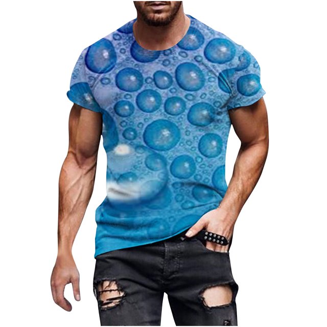 Birdeem Nouveau T-Shirt de Mode pour Hommes Impression 3D Bière Non Positionnée Manches Courtes Col Rond T-Shirt Décontracté Haut de Sport Blouses