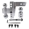 thumbnail image 1 of Adjustable Trailer Hitch Fits 2" Receiver, 6" Drop/Rise Heavy Duty Aluminum Drop Hitch,12500 LBS, 1 of 5