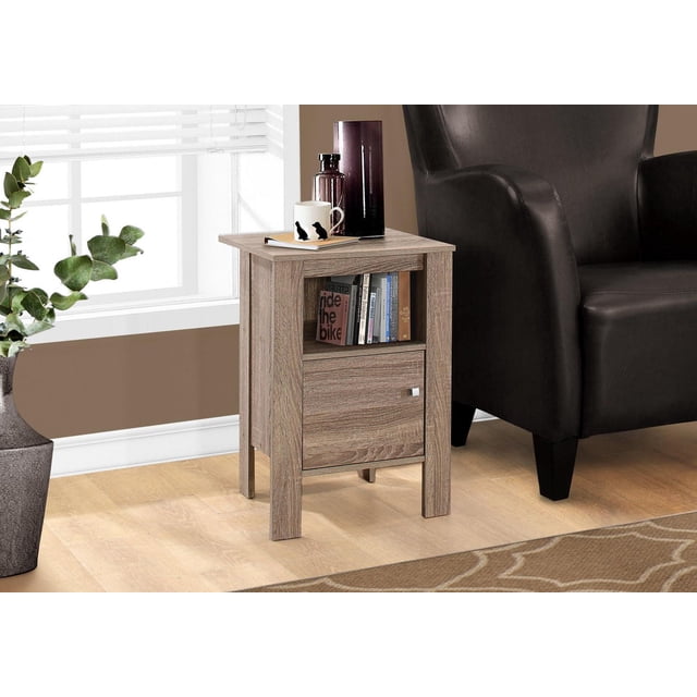 Monarch Specialties Accent Table, Side, End, Nightstand, Lamp, Storage, Living Room, Bedroom, Brown Laminate, Transitional