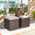 thumbnail image 3 of Costway 2 Pcs Poufs de Patio en Rotin Table d'Appoint Coffre de Rangement Repose-Pieds avec Coussin Beige, 3 of 10