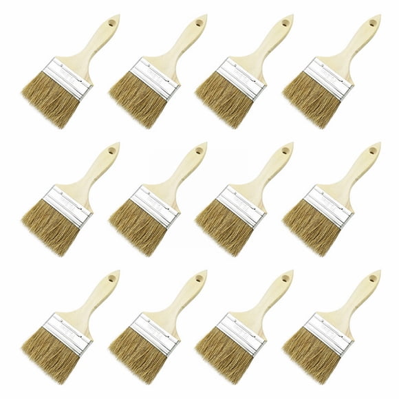 Ynlkorvg Chip Brush 3 Inch Paint Brushes 12 Pack Natural China Paintbrush Set