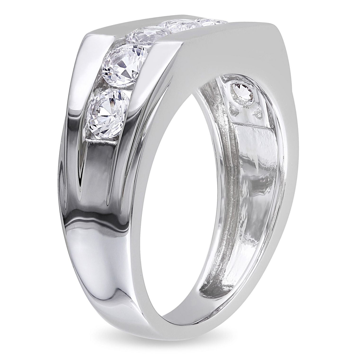 Bague stylisée Miabella pour homme en saphir blanc synthétique 1.20 ct TGW en argent sterling