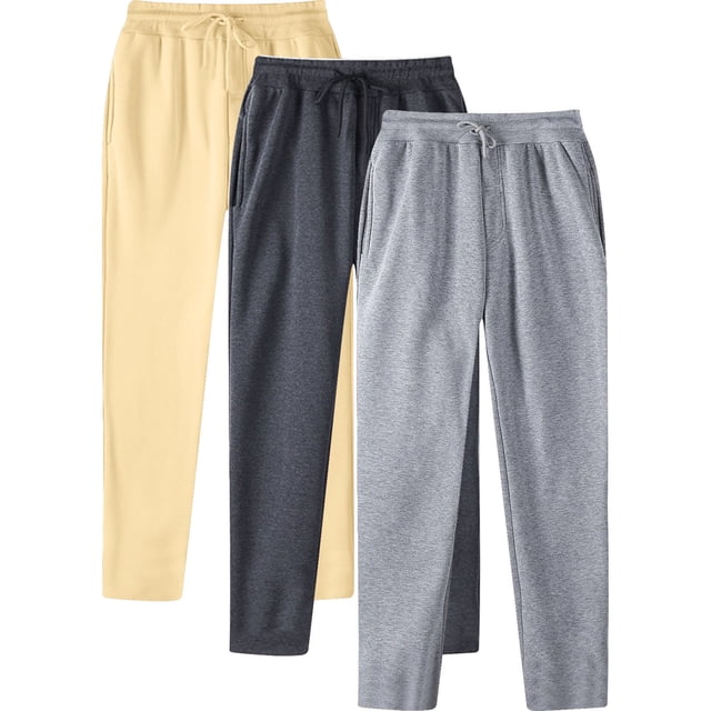 Kcodviy Male Hip Hop Pants E Motion Pants for Men Casual Solid Color Track Size Open Cuff Lace Up Workout Comfortable Memory Foam Pants with Pocket Pcs