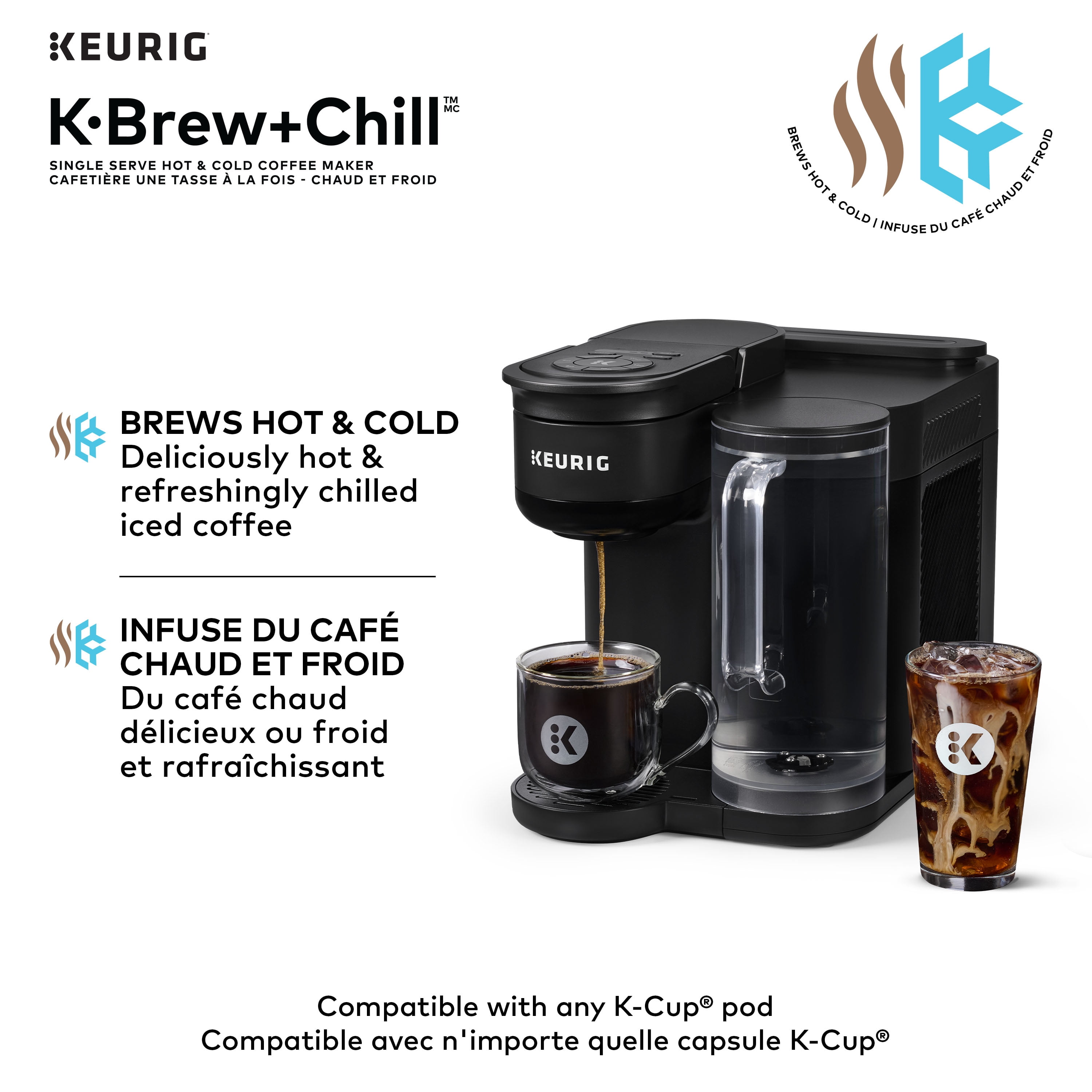 Cafetière une tasse à la fois pour capsules K-Cup, chaud et froid, K-Brew+Chill