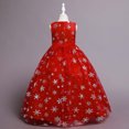 thumbnail image 4 of EGNMCR Vêtements pour Bébé Fille Robe pour Enfants Fille Sans Manches Robe de Princesse Motif Flocon de Neige Imprimé Tulle Longue Robe Canoniques, 4 of 9
